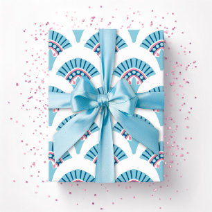 Ruffle Fan in Pink and Aqua Wrapping Paper