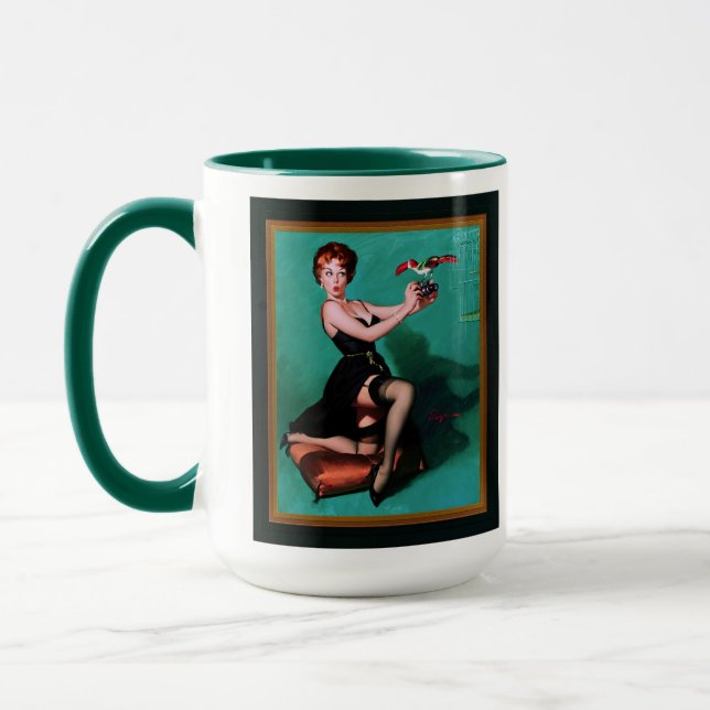 Ruffled Feathers by Gil Elvgren Mug (Left)