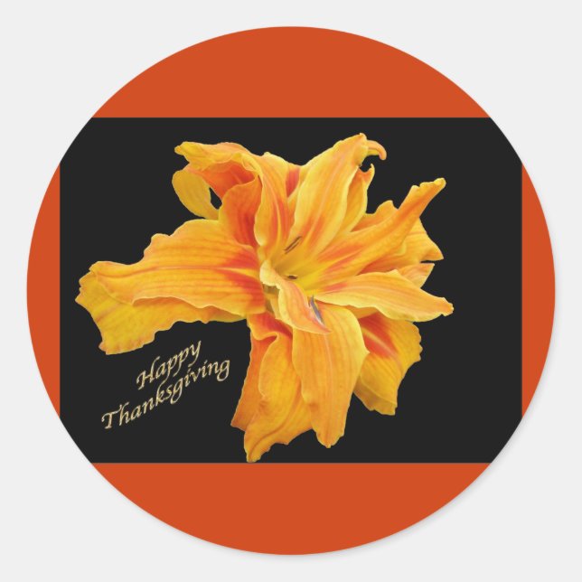 Ruffled Orange Lily Thanksgiving Stickers (Front)