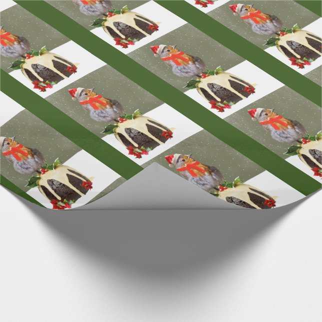 Ruffled Robin Christmas Wrapping Paper (Corner)