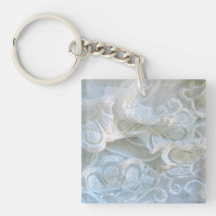 Ruffled White Lace Key Ring