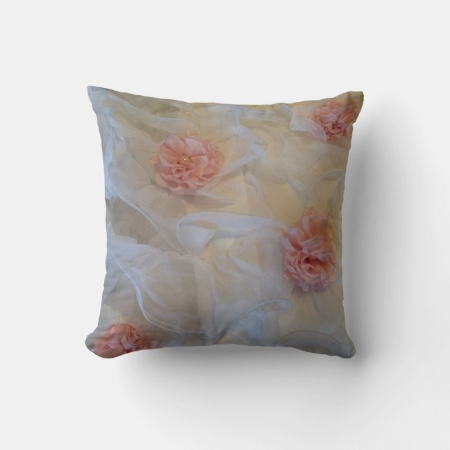 Ruffles and Pink Roses Cushion (Front)