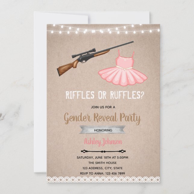 Ruffles or riffles gender reveal invitation (Front)