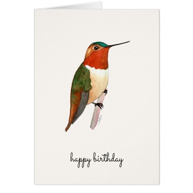Rufous Hummingbird Birthday Card (Front)