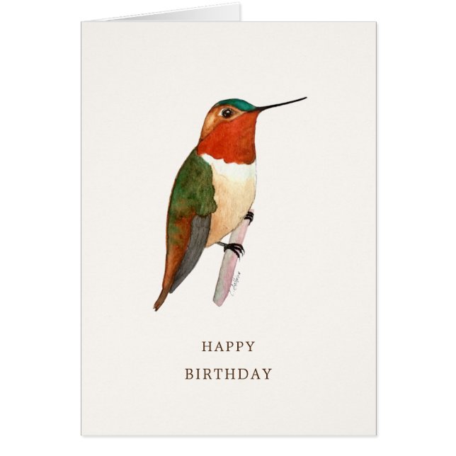 Rufous Hummingbird Birthday Card (Front)