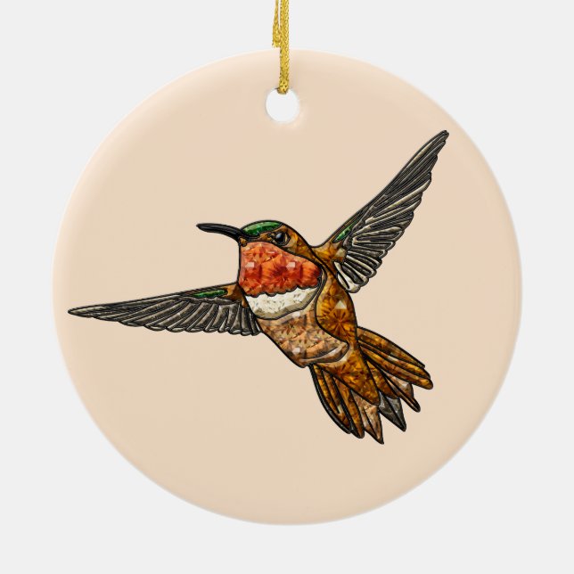 Rufous Hummingbird Ceramic Ornament (Back)