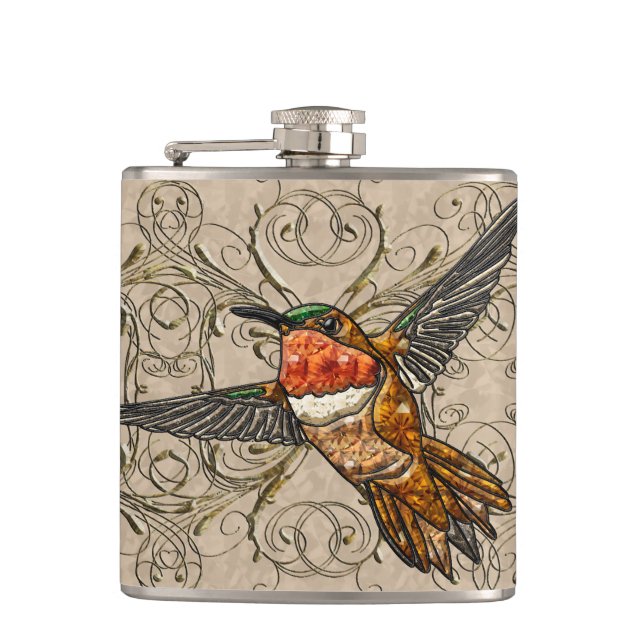 Rufous Hummingbird Hip Flask (Front)