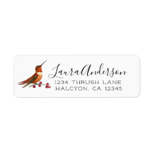 Rufous  Hummingbird  Label Return Address Label