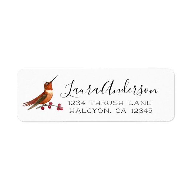 Rufous  Hummingbird  Label Return Address Label (Front)