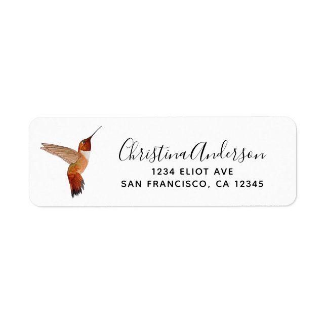 Rufous Hummingbird Label Return Address Label (Front)