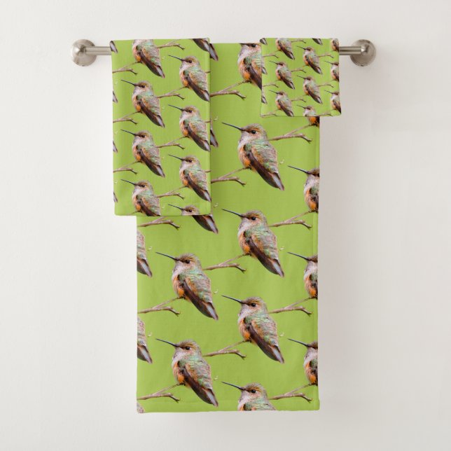 Rufous Hummingbird on California Lilac Branch Bath Towel Set (Insitu)