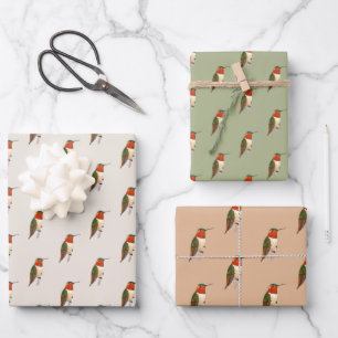 Rufous Hummingbird Pattern Wrapping Paper Sheet