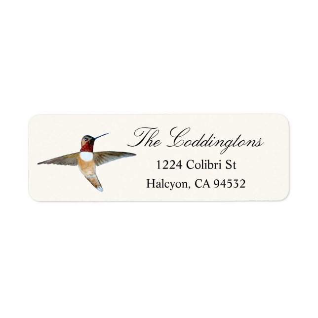 Rufous Hummingbird Return Address Label (Front)