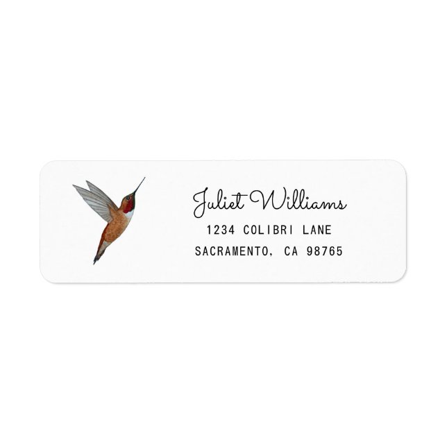 Rufous Hummingbird Return Address Label (Front)