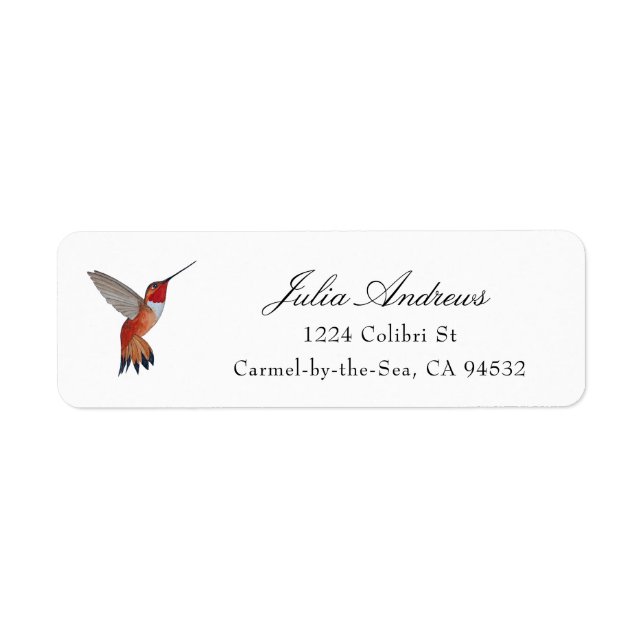 Rufous Hummingbird Return Address Label (Front)