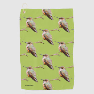 Rufous Hummingbird Sitting in the California Lilac Golf Towel