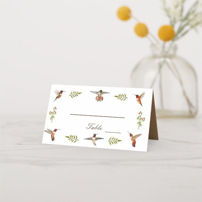 Rufous Hummingbirds Wedding Place Card (Front)