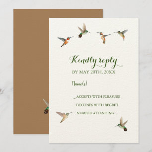 Rufous Hummingbirds Wedding RSVP Invitation