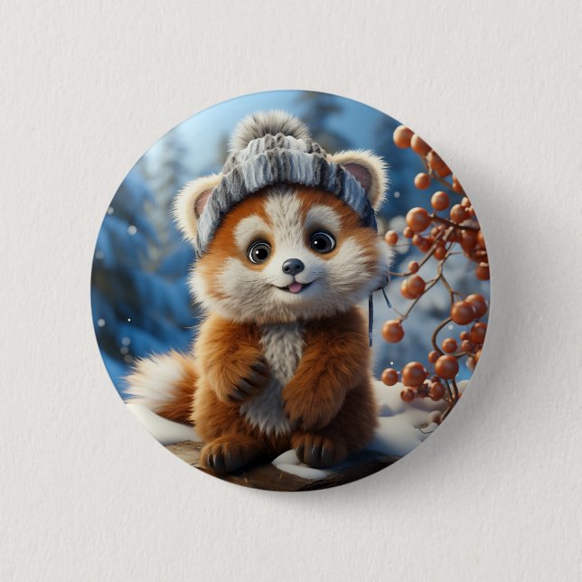 Rufus - An adorable red panda 6 Cm Round Badge (Front)