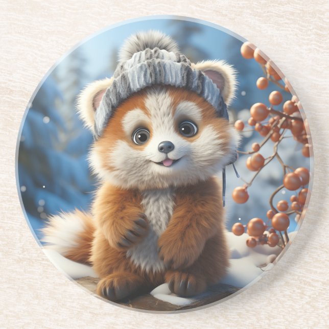 Rufus - An adorable red panda Coaster (Front)