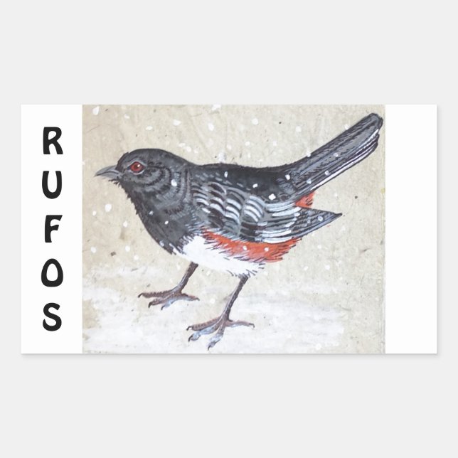 Rufus Sided Towhee Rectangular Sticker (Front)