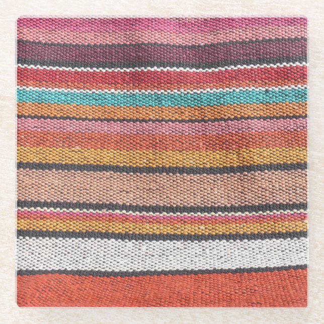 Rug Richness: Mexican Peruvian Textures Glass Coaster (Front)