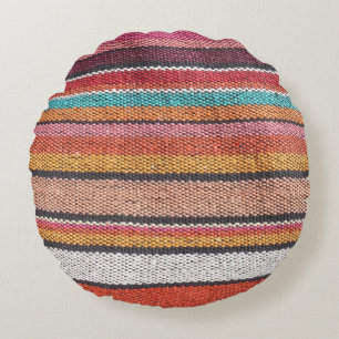 Rug Richness: Mexican Peruvian Textures Round Cushion