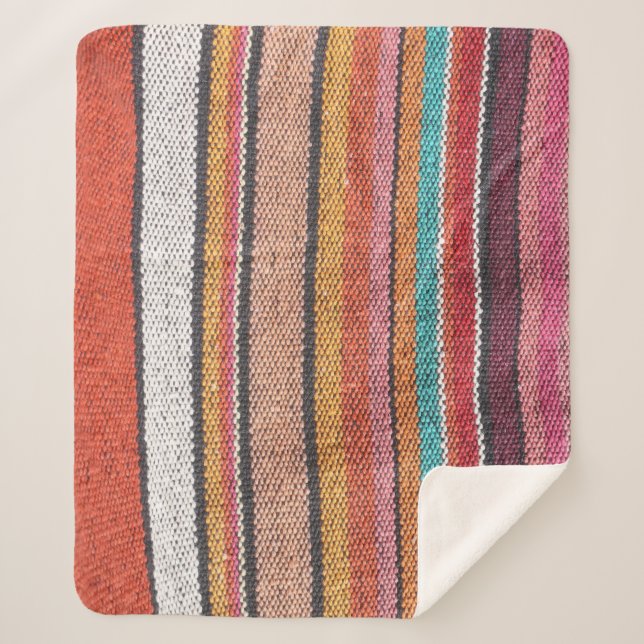 Rug Richness: Mexican Peruvian Textures Sherpa Blanket (Front)