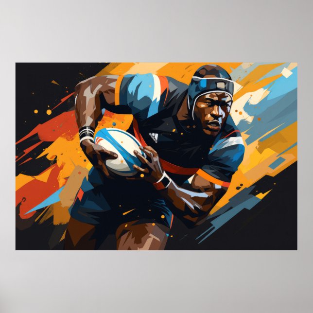 Rugby Action Sport Painting Abstract Art Decor (Front)