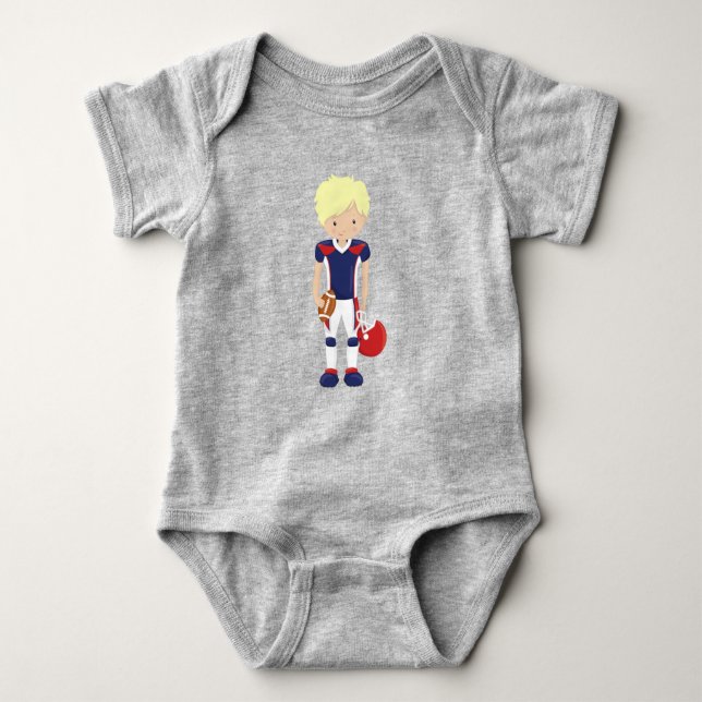 Rugby, American Football, Cute Boy, Blonde Hair Baby Bodysuit (Front)