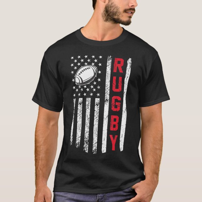 Rugby American USA Flag Rugby T-Shirt (Front)