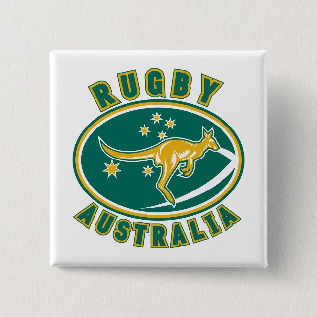 rugby australia kangaroo wallaby aussie 15 cm square badge (Front)