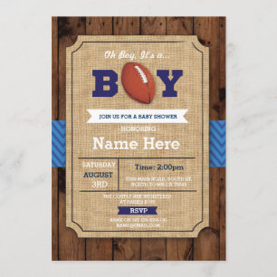 Rugby Baby Shower American football Boy Invite