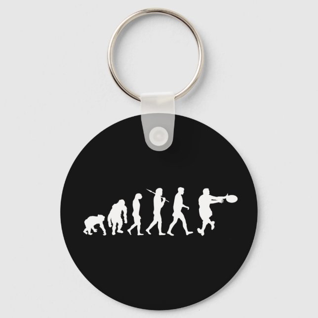 Rugby backline players passing tackling evolution key ring (Front)