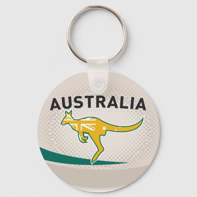 Rugby Ball Australia kangaroo wallaby Key Ring (Front)