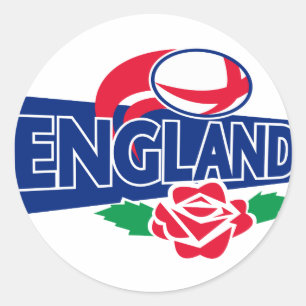 rugby ball england english rose classic round sticker
