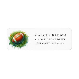 Rugby Ball in the Grass Return Address Label