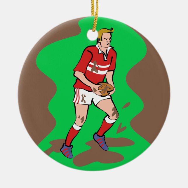 Rugby Ceramic Ornament (Front)