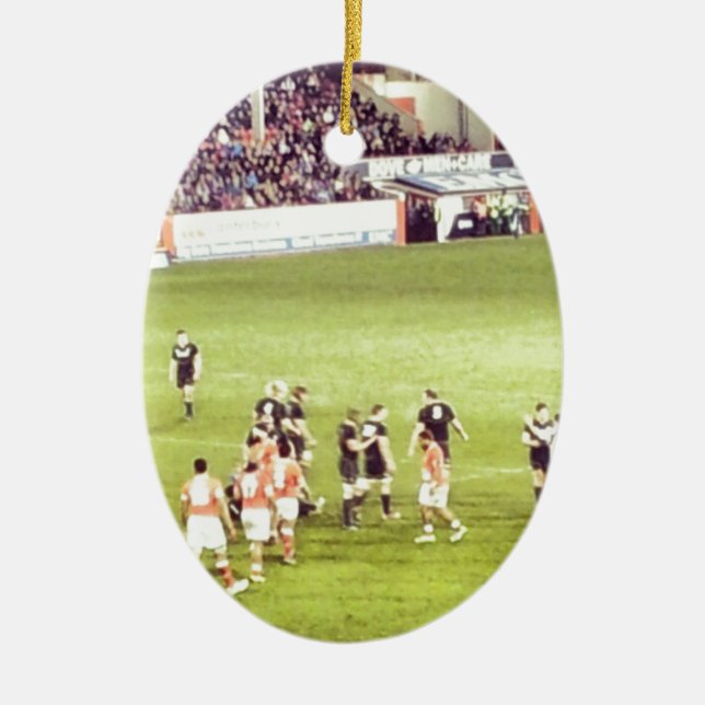 Rugby Ceramic Tree Decoration (Front)