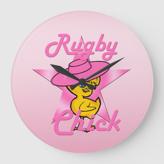 Rugby chick #8 large clock (Front)