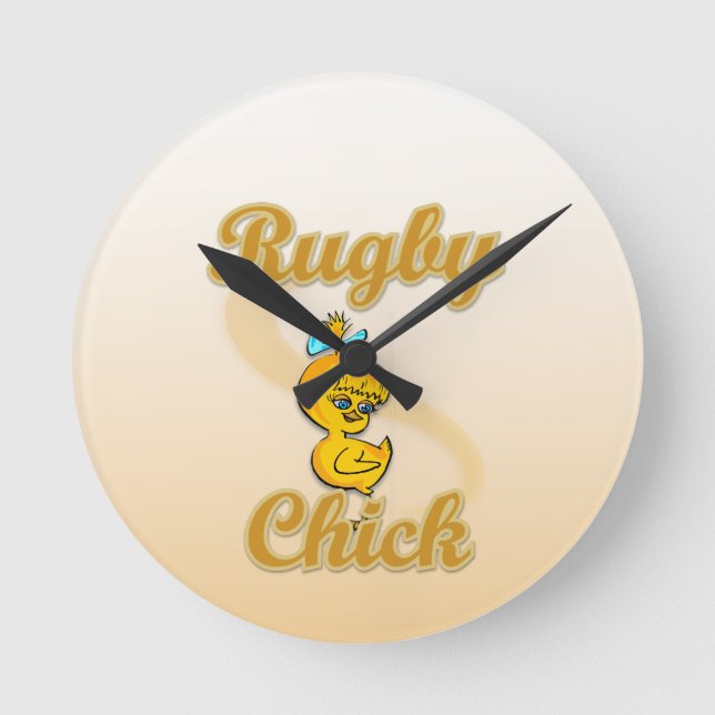 Rugby Chick Round Clock (Front)