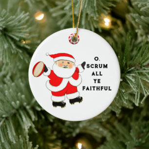 Rugby Christmas Ceramic Ornament
