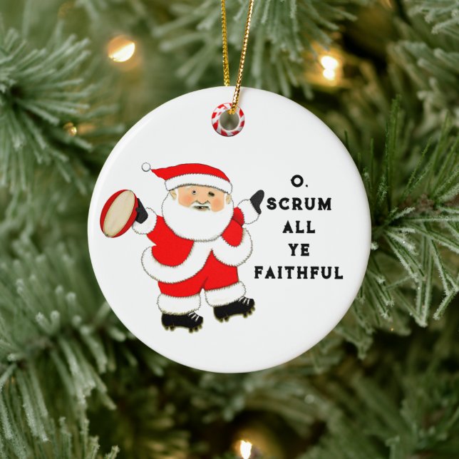 Rugby Christmas Ceramic Ornament (Tree)