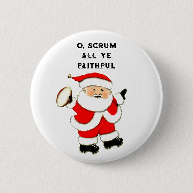 Rugby Christmas Collectable 6 Cm Round Badge (Front)