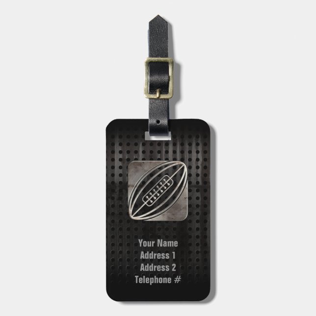 Rugby; Cool Black Luggage Tag (Front Vertical)