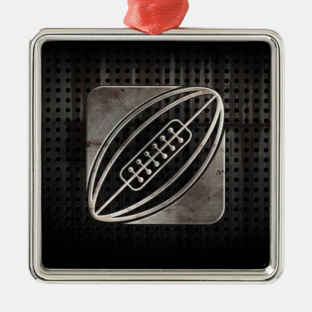 Rugby; Cool Black Metal Ornament (Front)