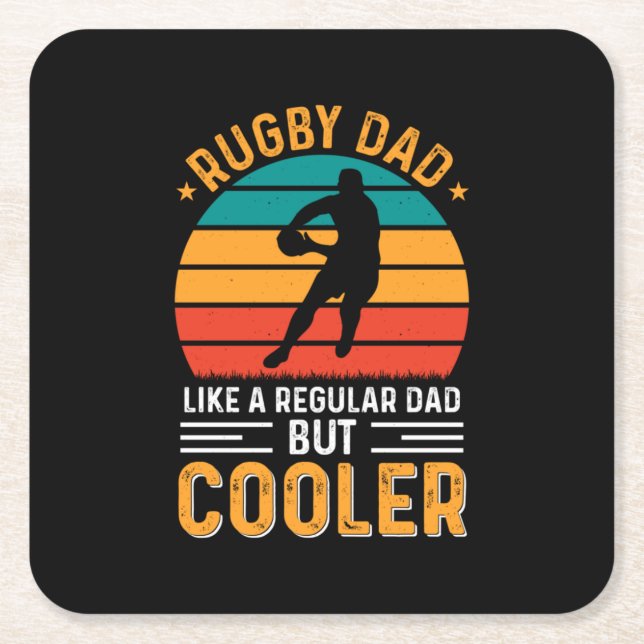 Rugby Dad Square Paper Coaster (Front)