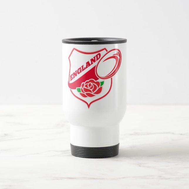 Rugby England English Rose Ball Shield Travel Mug (Center)