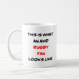 rugby fan, avid coffee mug