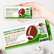 Rugby Football Ticket Pass Birthday Invitation